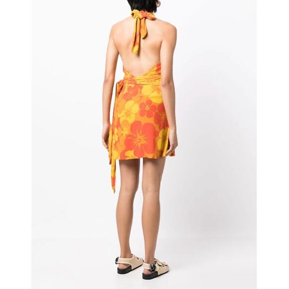 Faithful The Brand Dress Womens 8 Orange Odette Floral Print Mini - Picture 3 of 12